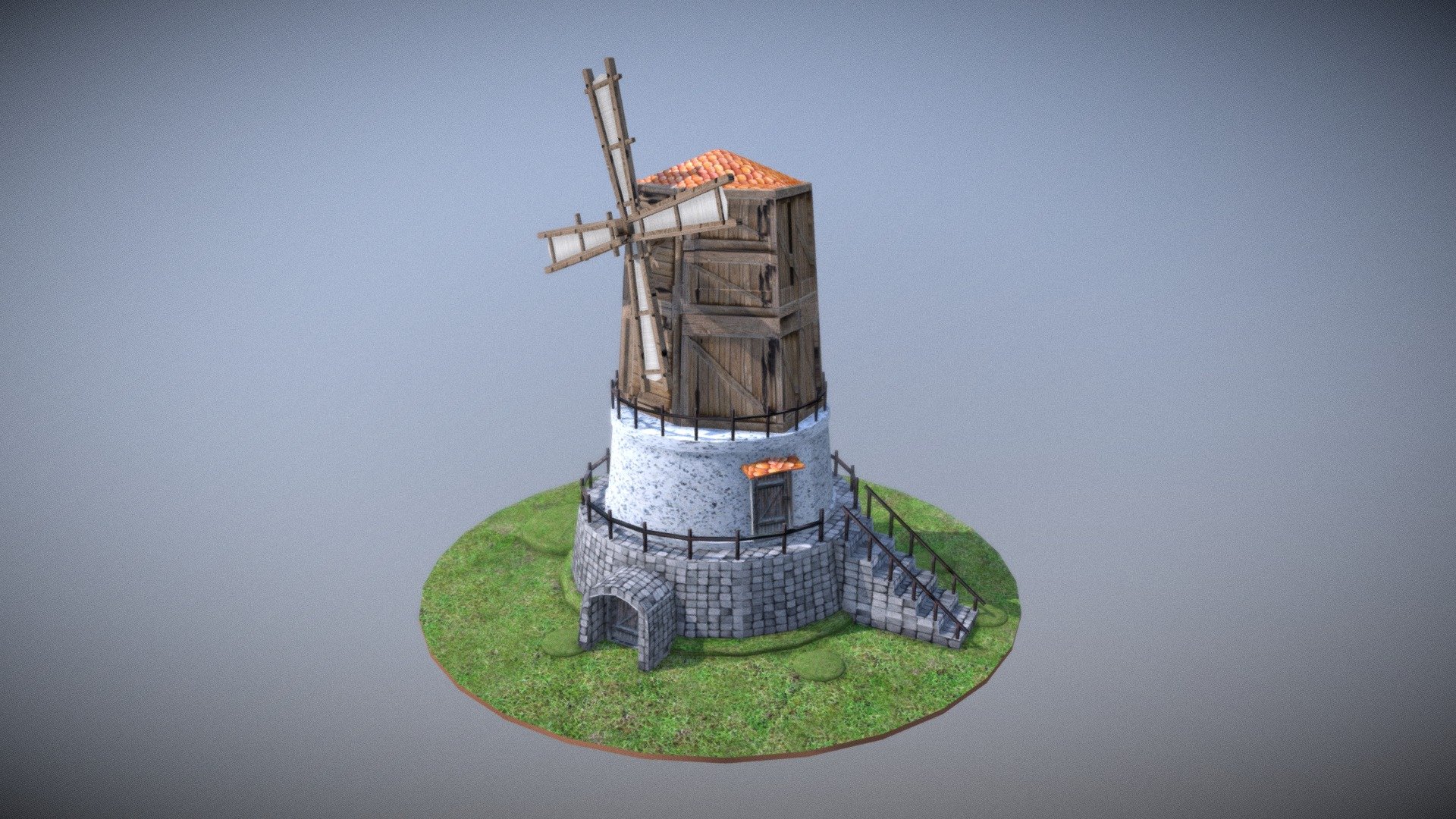 Windmill building 3d model