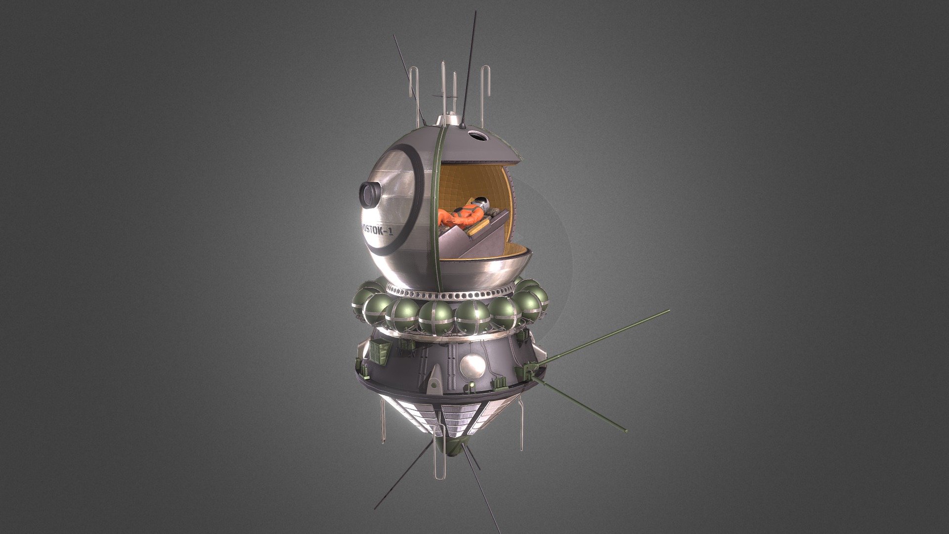 Vostok Spaceship Lpoly 3d model