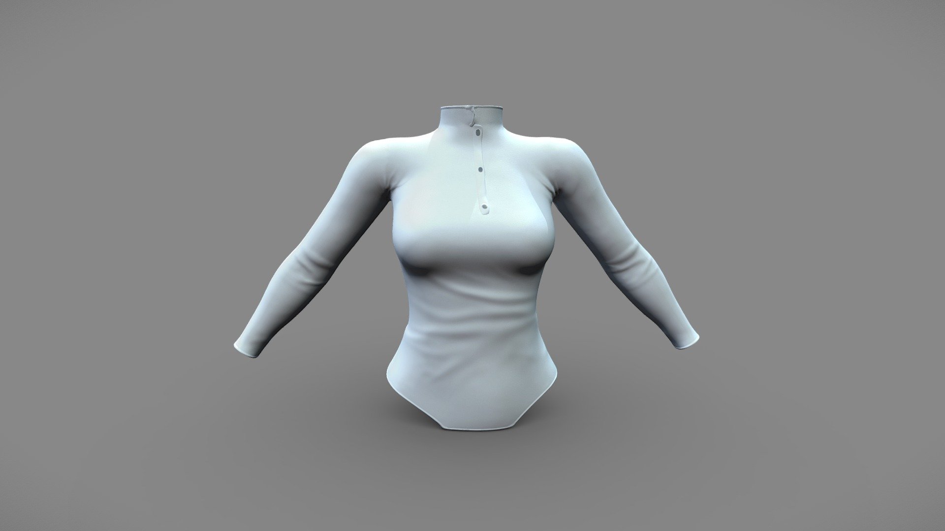 Female Long Sleeves High Neck Bodysuit Top 3d model