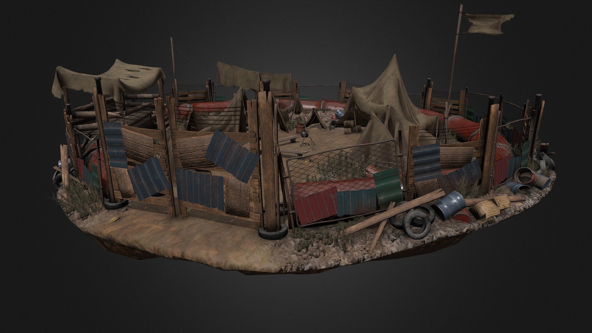 Tent camp 3d model