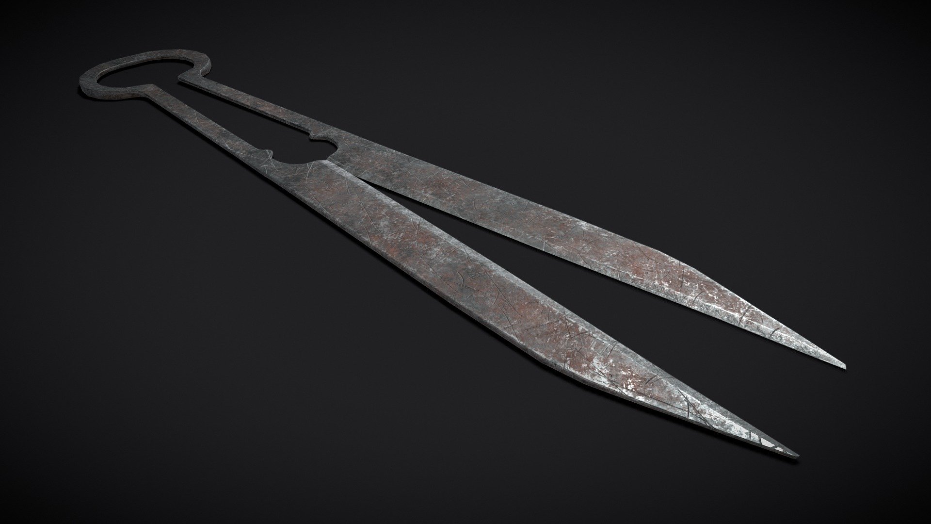 Hand Forged Spring Steel Medieval Shears 3d model