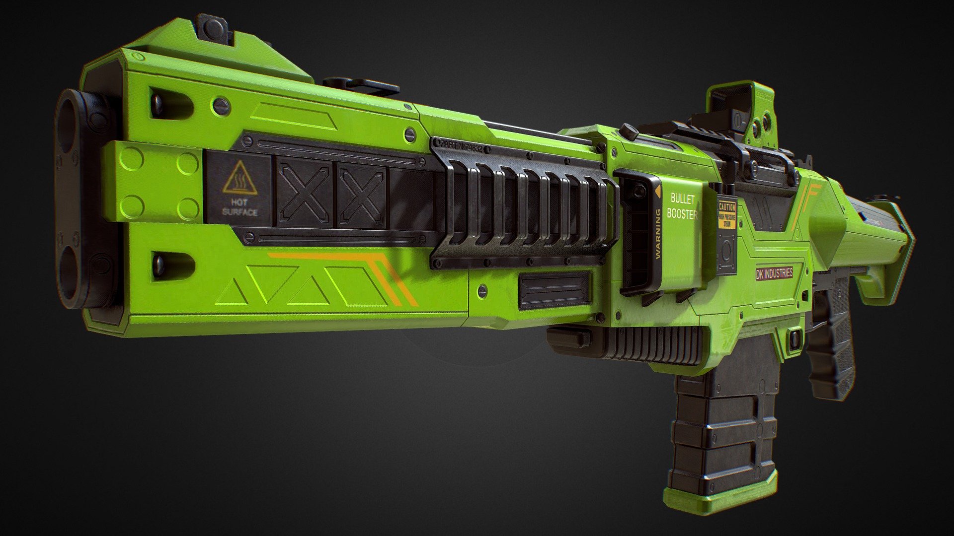 PBR Assault Rifle (Green Skin) 3d model