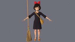 T pose rigged model of Kiki