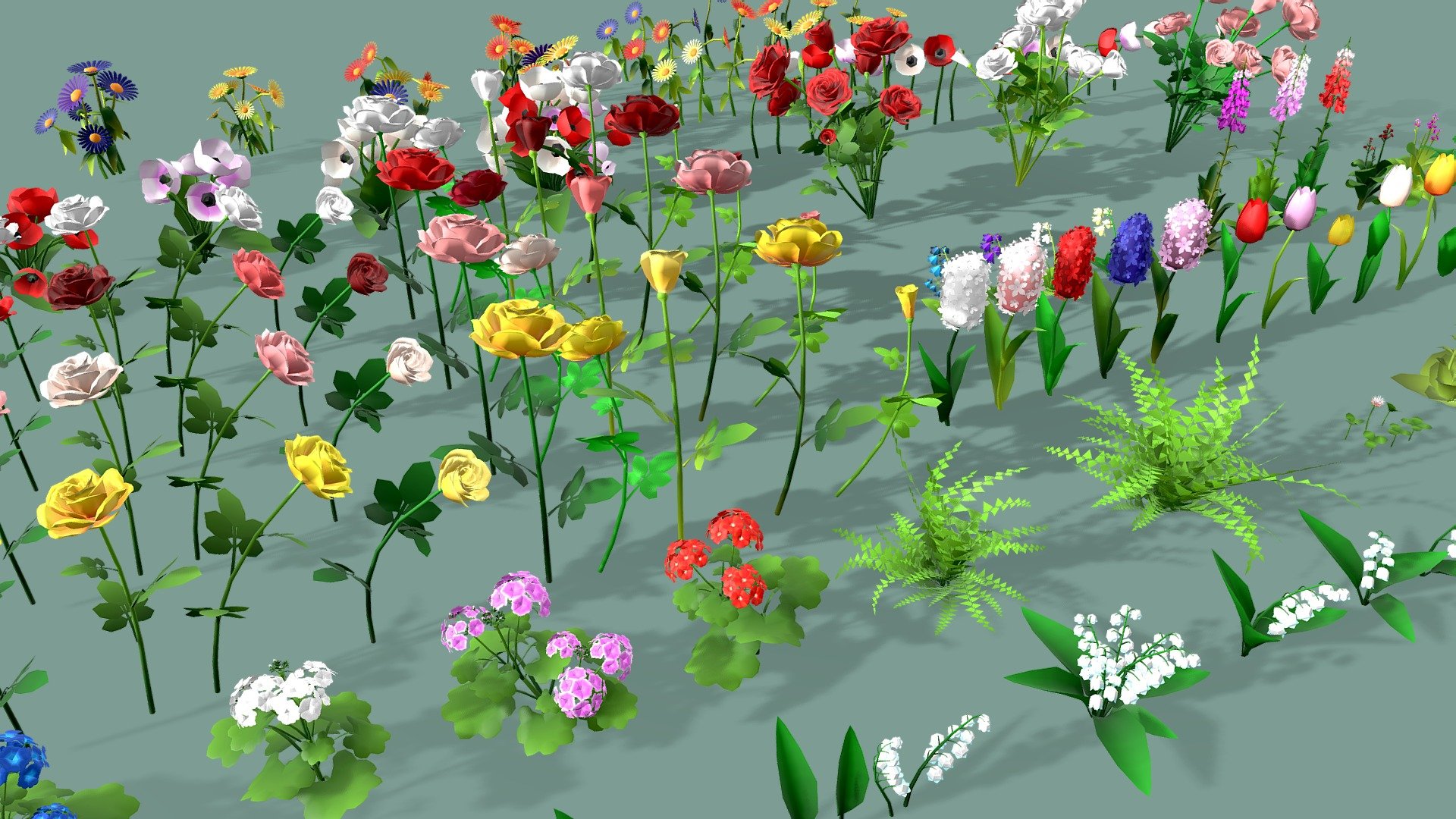 Flowers Asset lowpoly 3d model