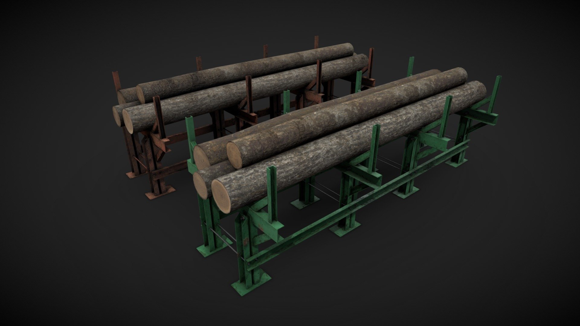 Industrial wood rack 3d model