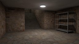 Rock Wall Basement with Baked Lighting