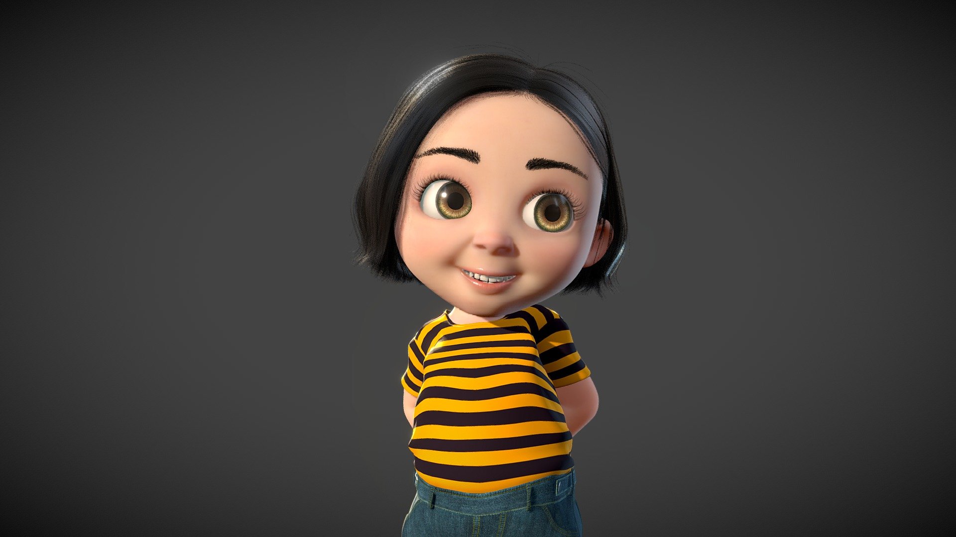 Cartoon girl cartoon kids have binding 3d model