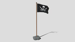 Low Poly Seamless Animated Pirate Flag