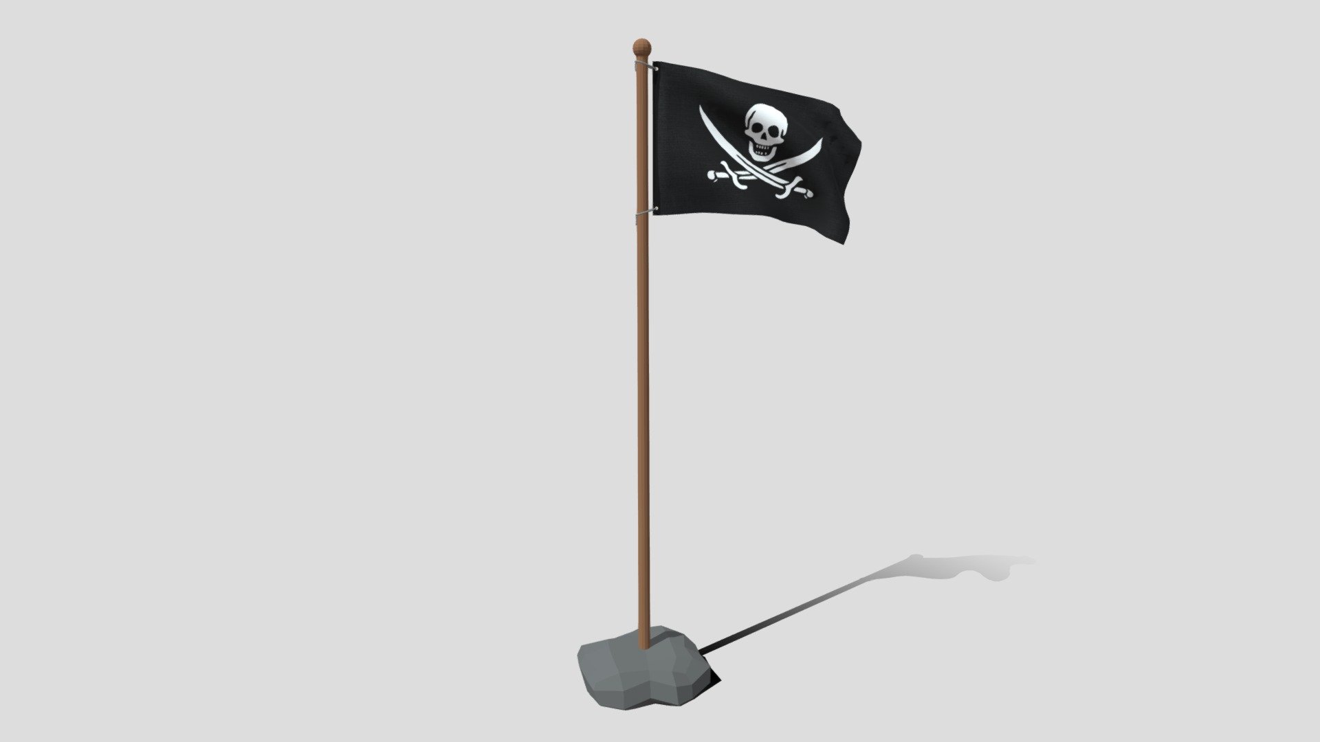 Low Poly Seamless Animated Pirate Flag 3d model