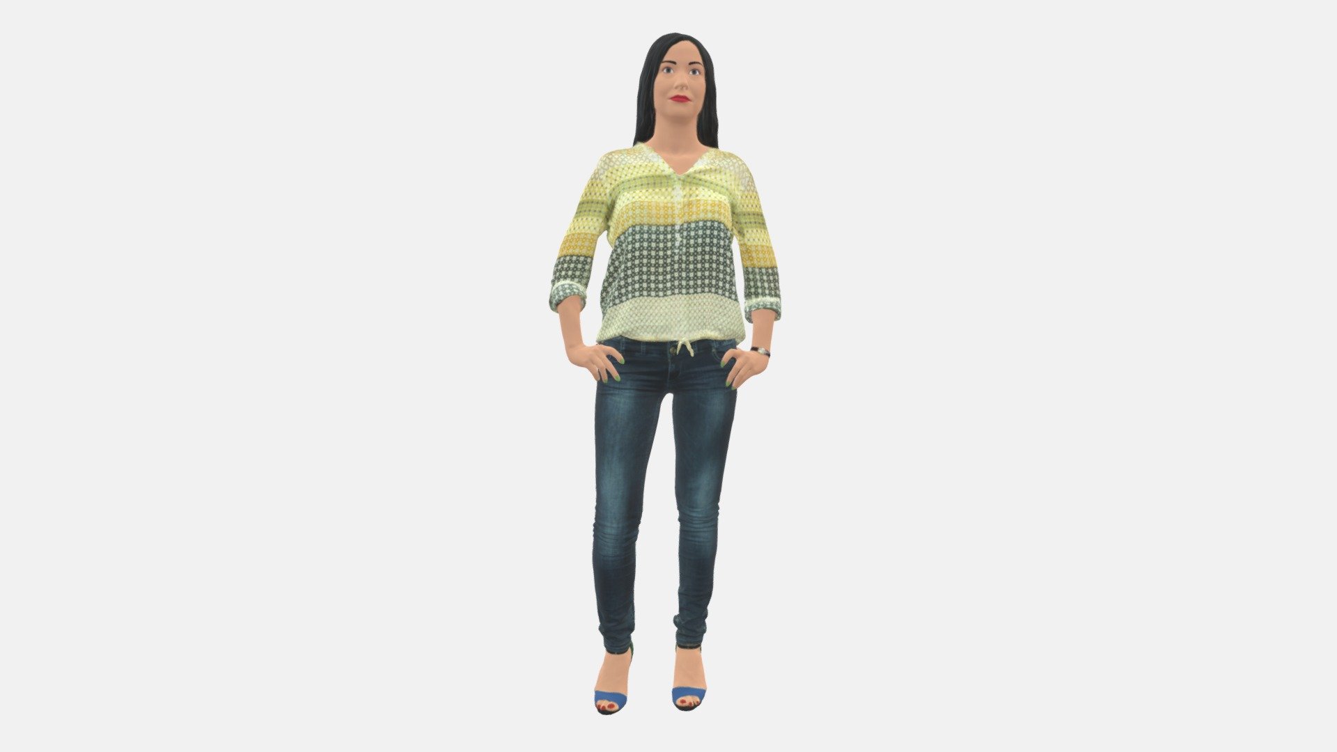 Woman In Yellow Sweater 0248 3d model