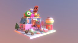 low poly candy van