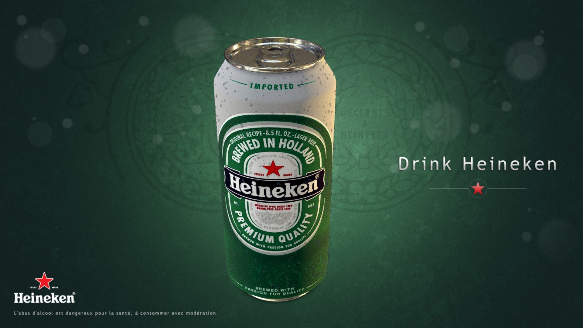 Packshot Heineken (PBR update) 3d model