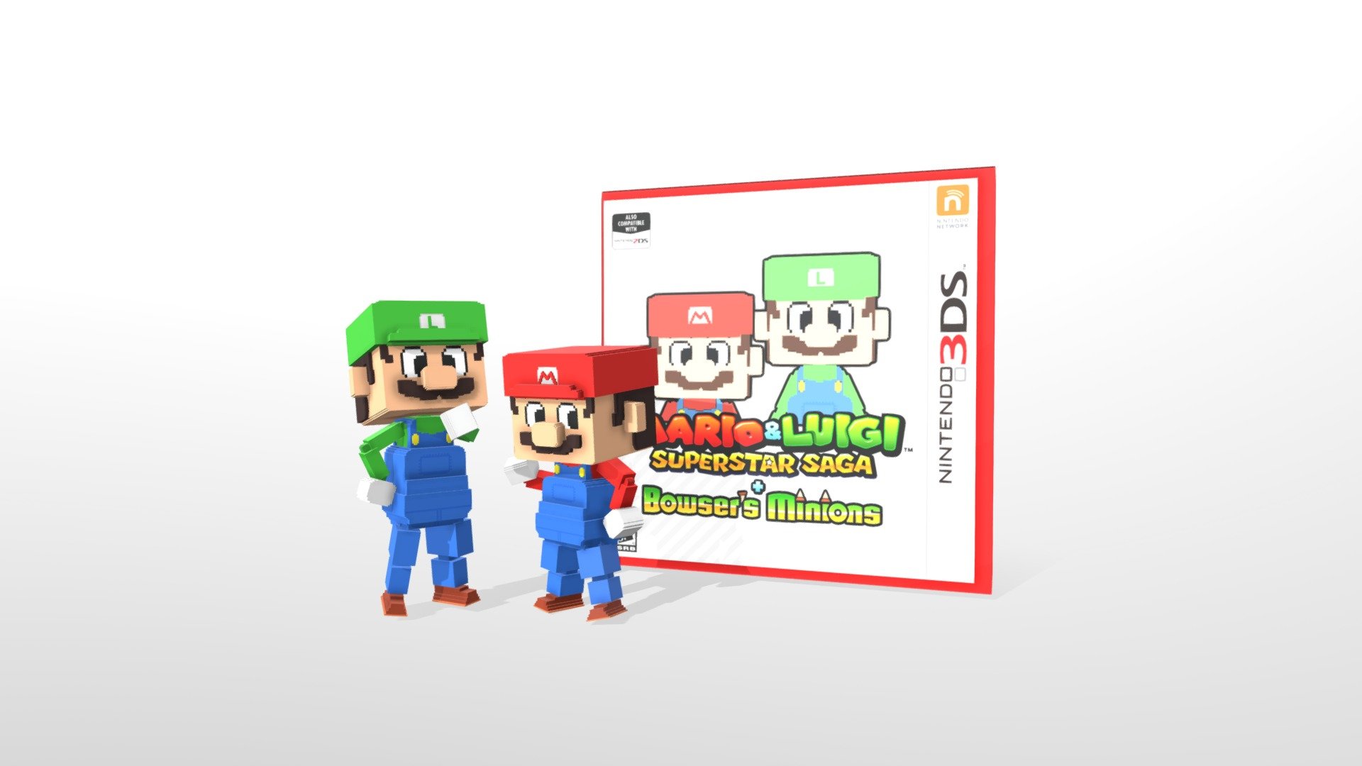 Mario[003] and Luigi[004] Voxel Nendoroid 3d model