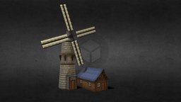 Windmill And Small House