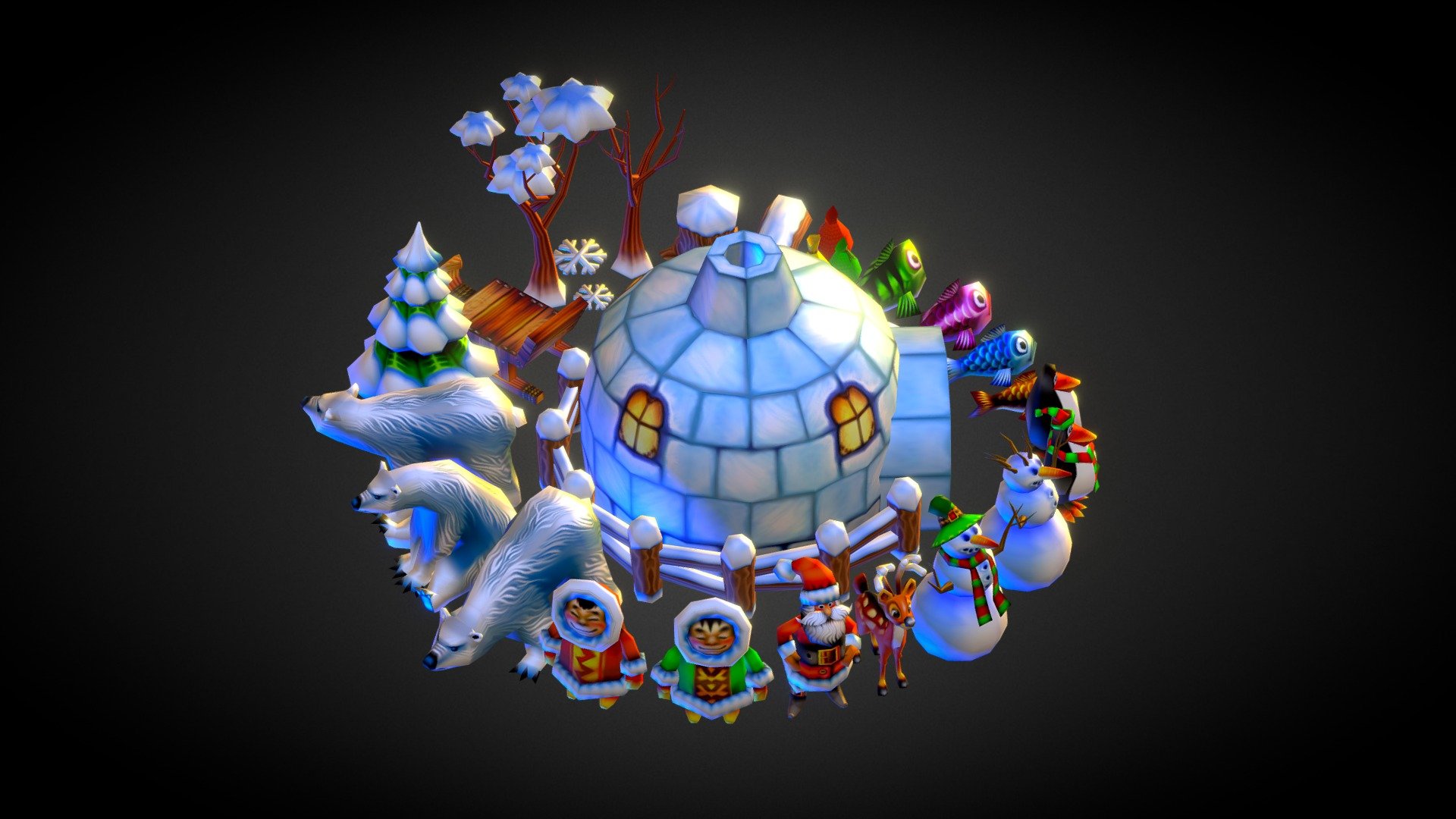 Low-poly Snowy Pack. 3d model