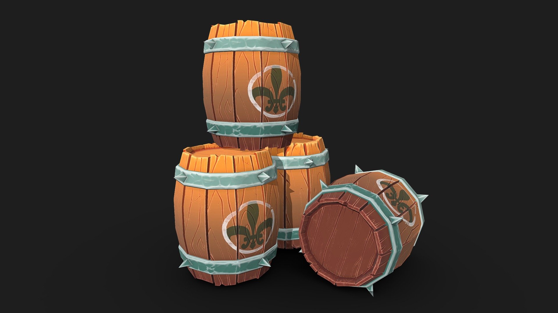 Stylized Barrels 3d model