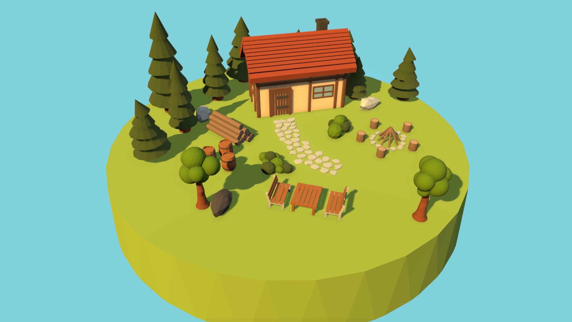 Low Poly Garden 3d model