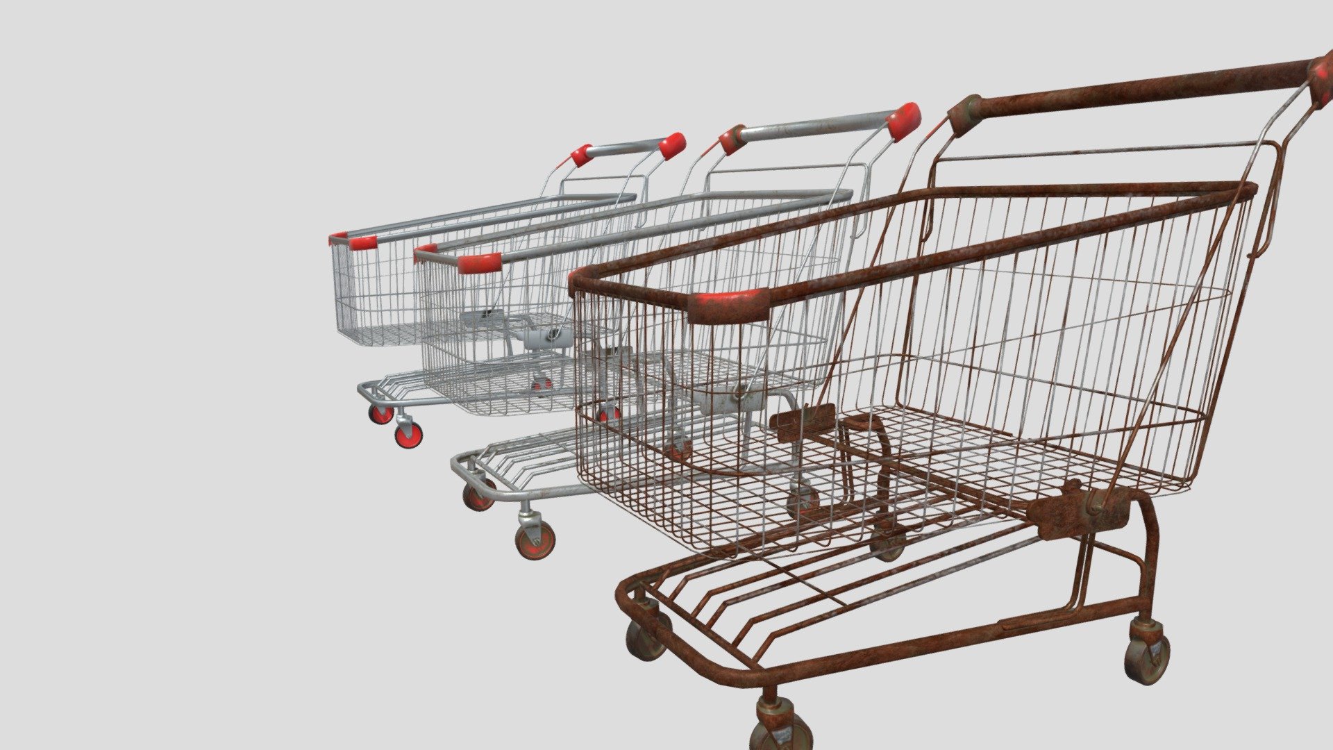 shopping cart with 4k pbr textures 3d model