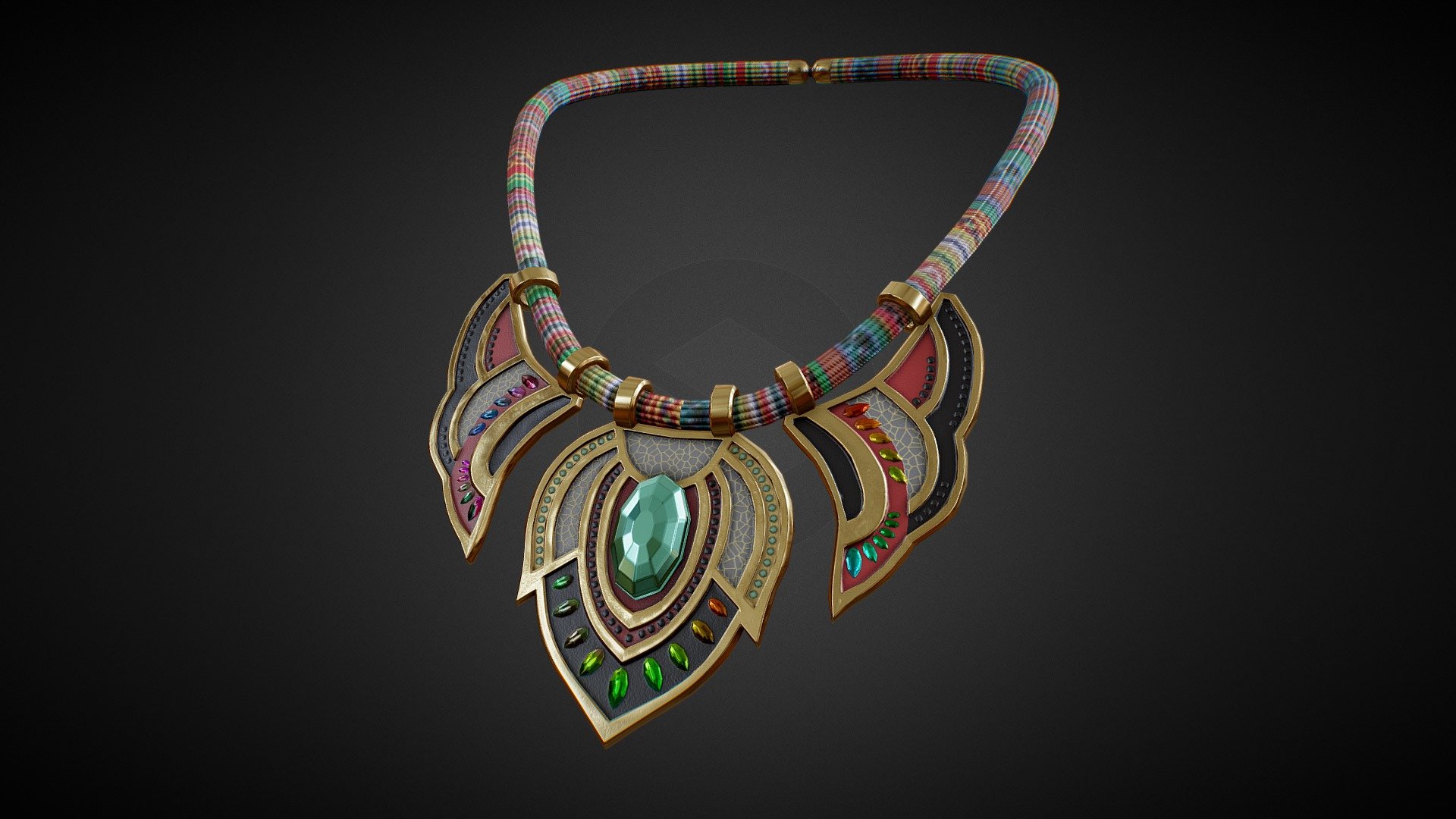 Traditional colorful necklace 3d model