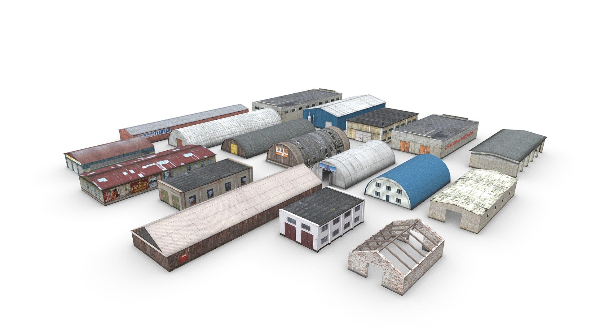 Russian Hangars Pack 3d model