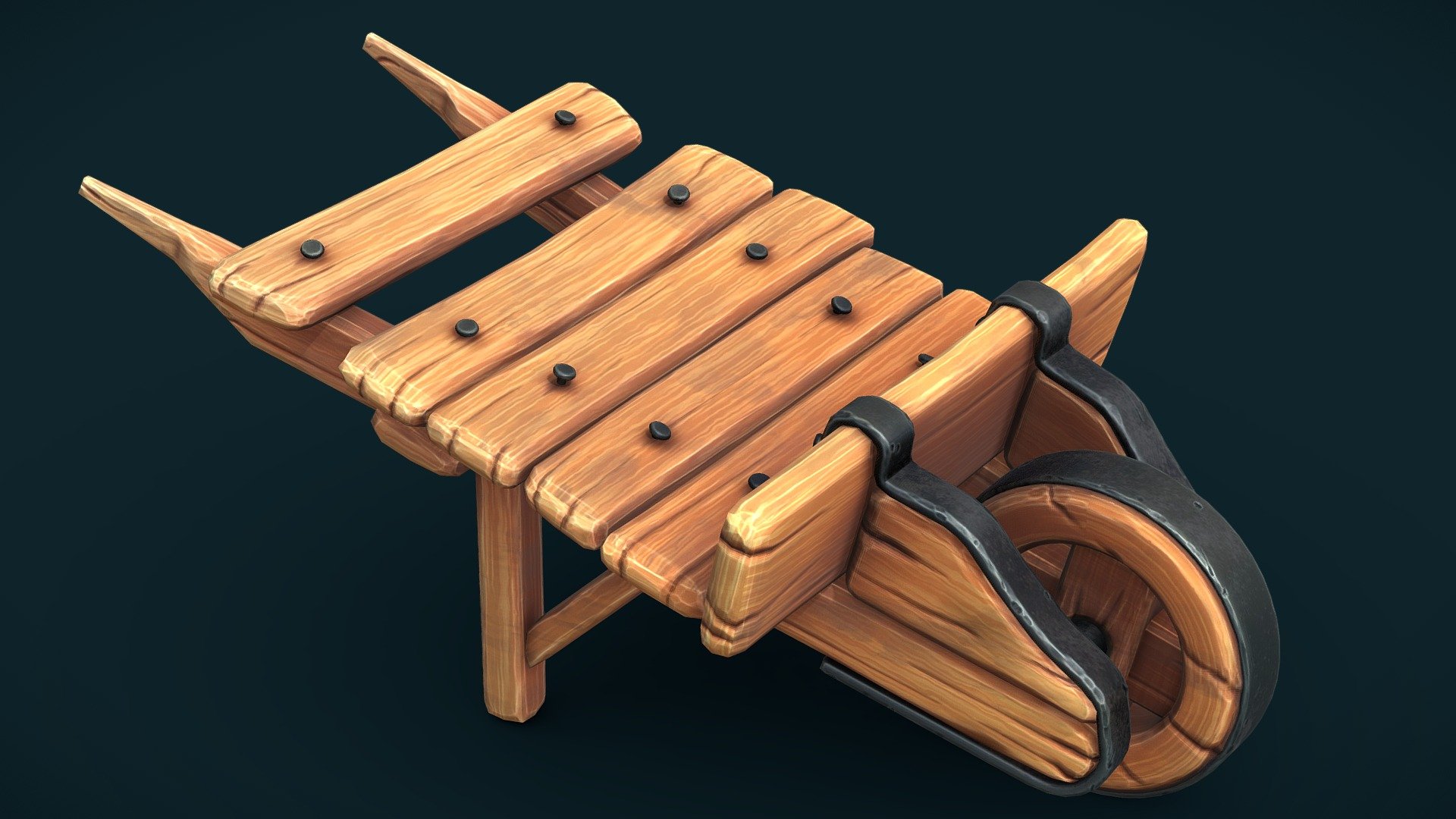 Stylized wooden cart 3d model