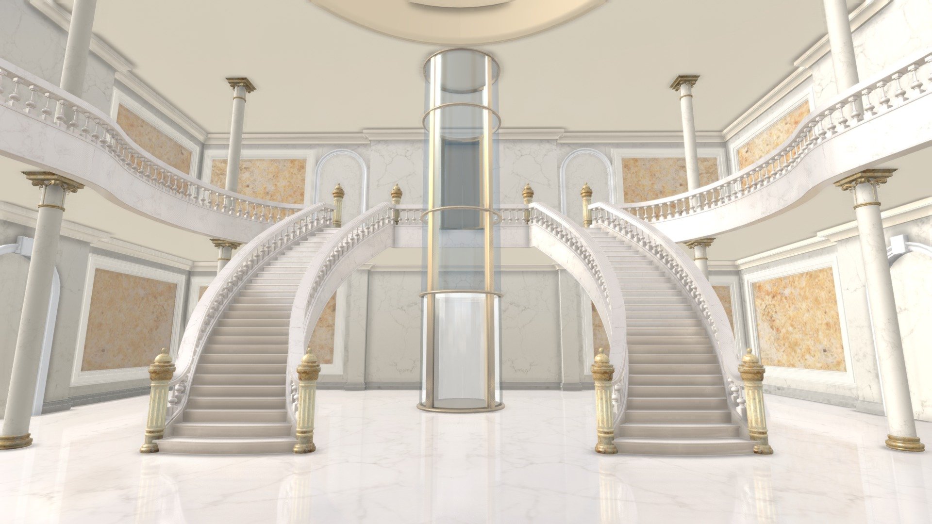 VR Interior Staircase Art Gallery Dec. 2020 3d model