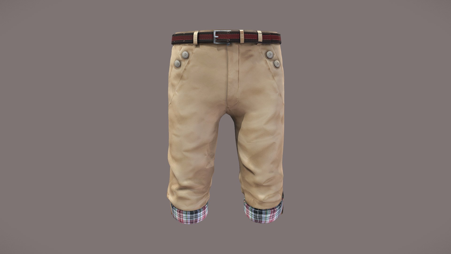 Mens Slim Fit Britpop Summer Short Pants 3d model