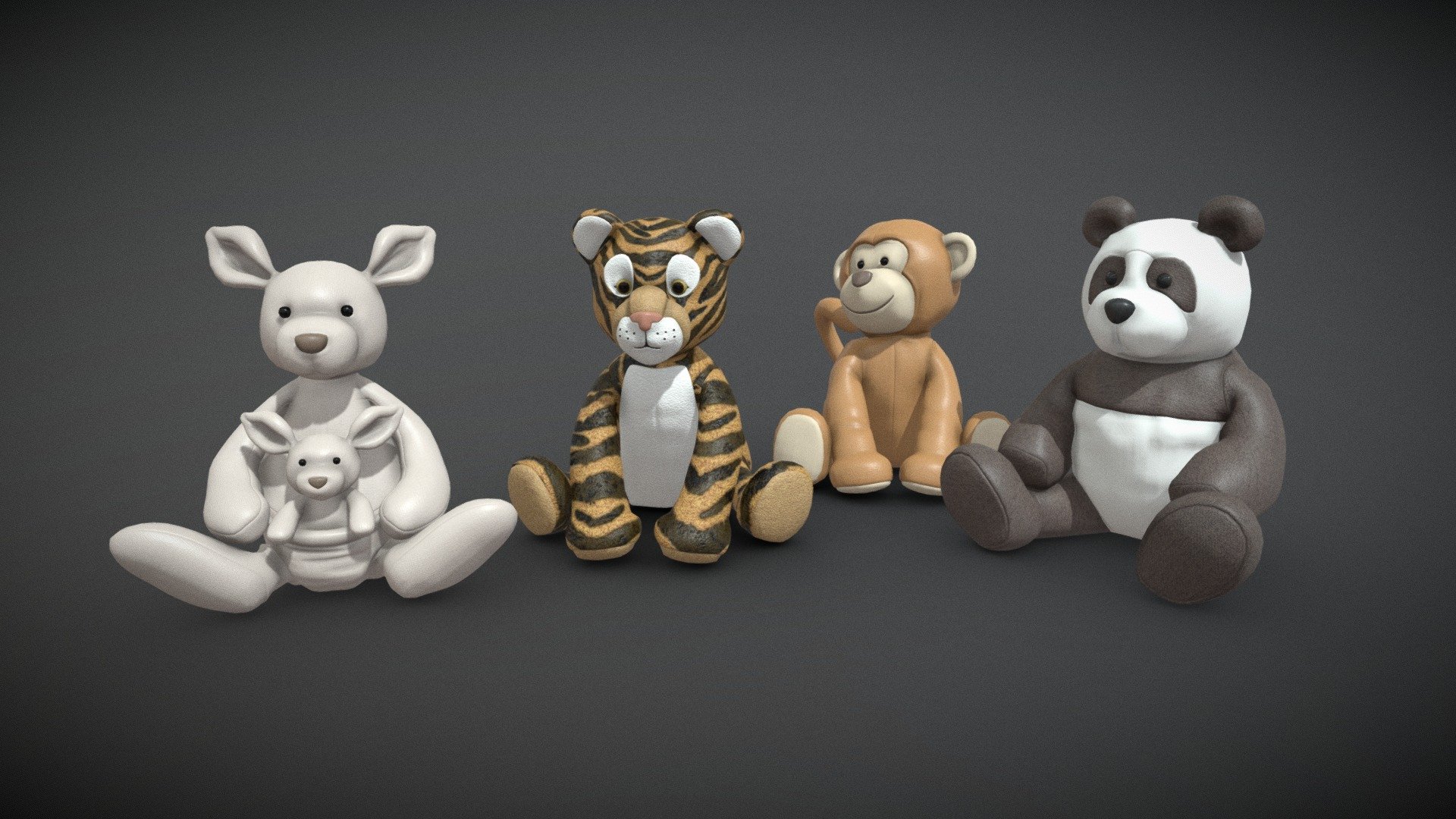 Plush toy collection 3d model