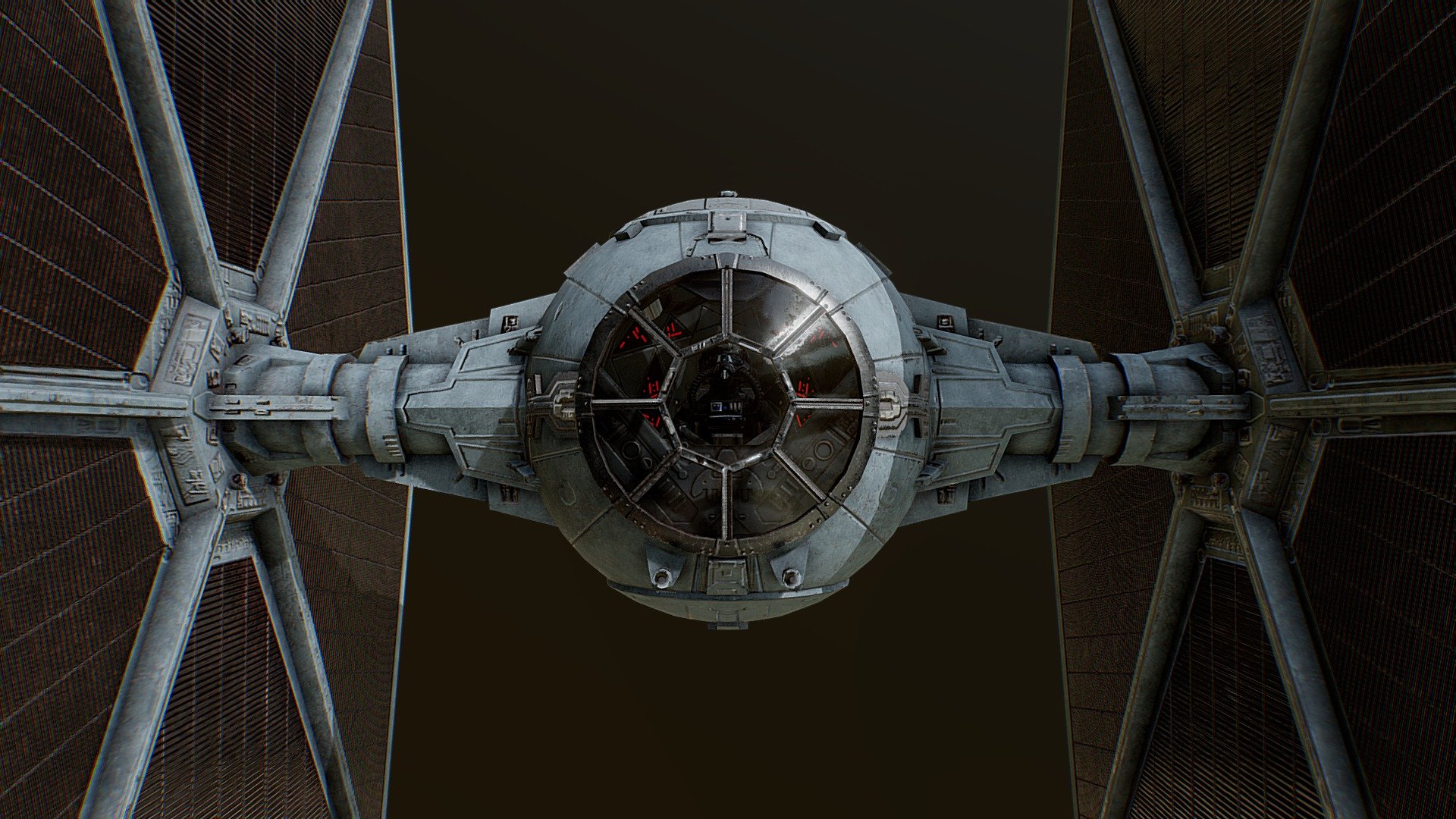 Star Wars lowpoly TIE Fighter w/ visible cockpit 3d model