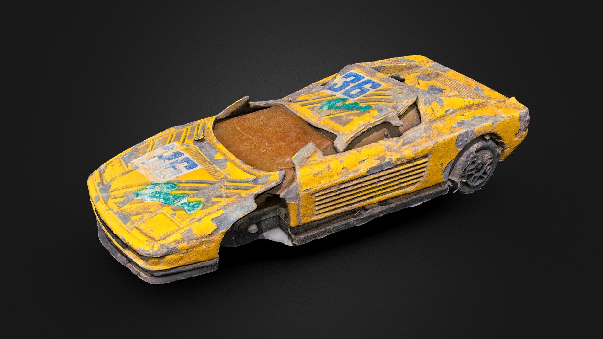 Destroyed Ferrari Testarossa Toy 3d model