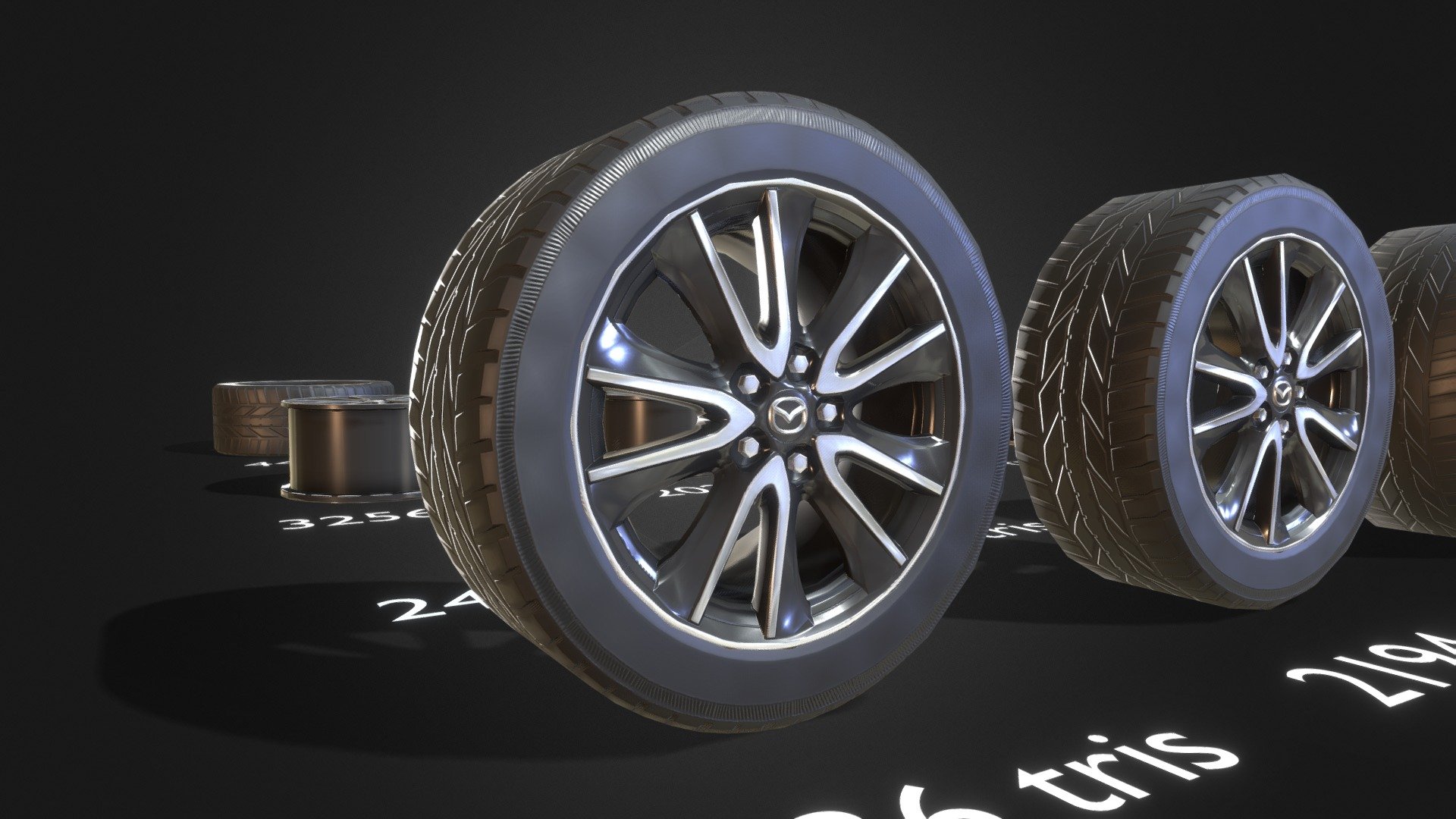 Sport Car wheel (w/ LODs) 3d model