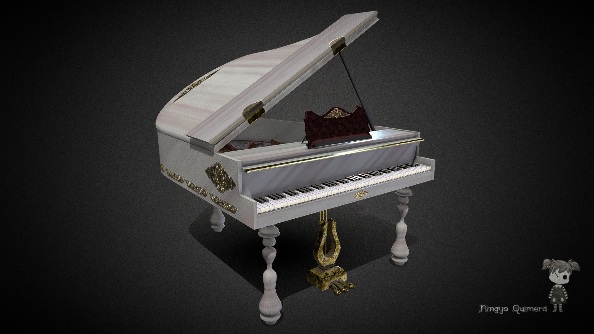 Grand Piano Baroque 3d model