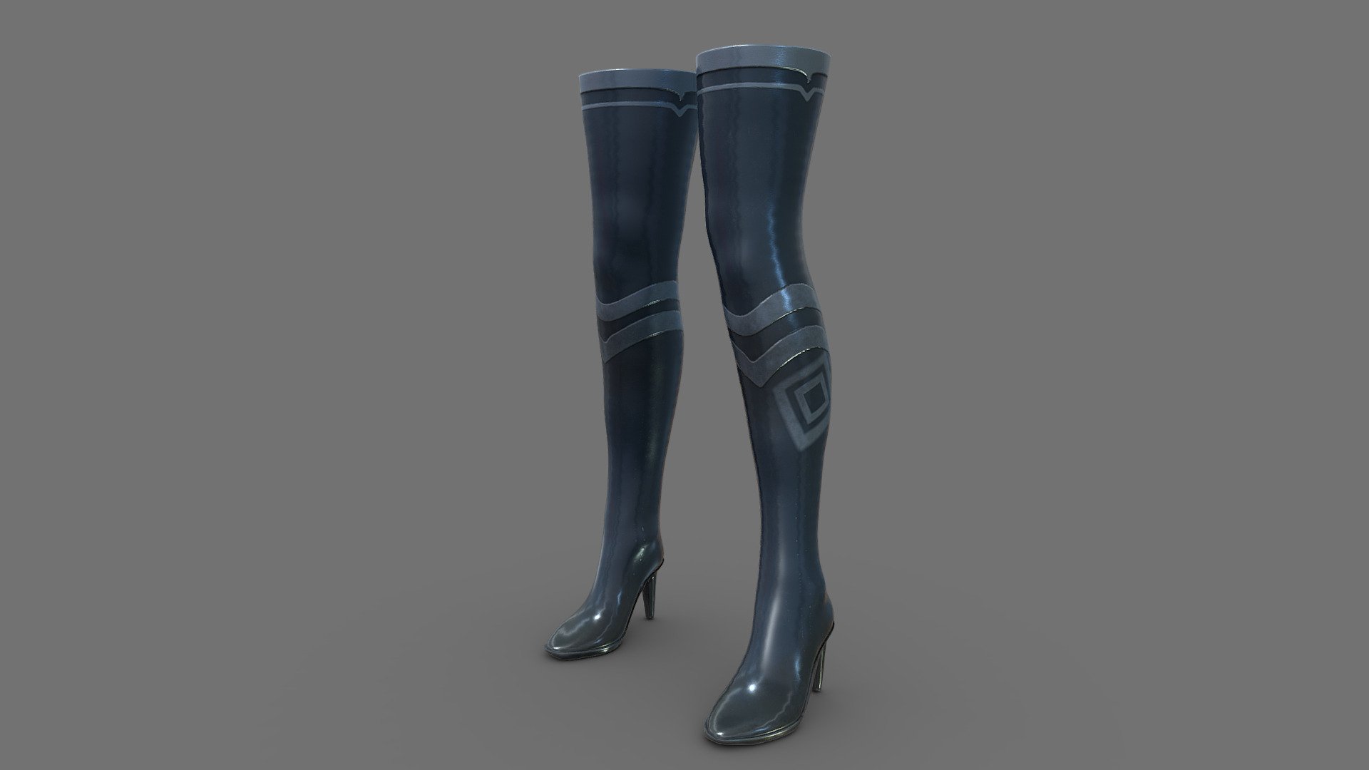 Female High Heel Sci-fi Thigh Boots 3d model