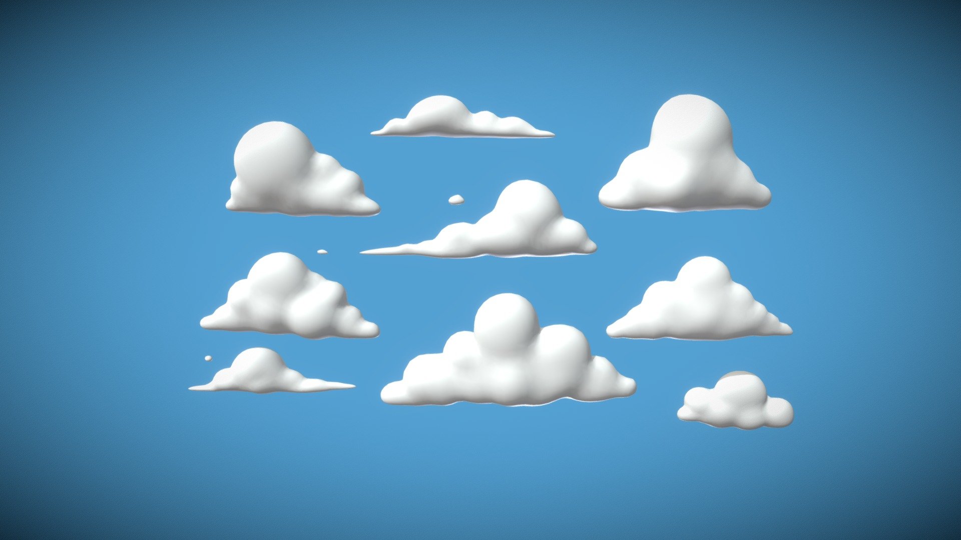 Cartoon clouds pack 1 3d model