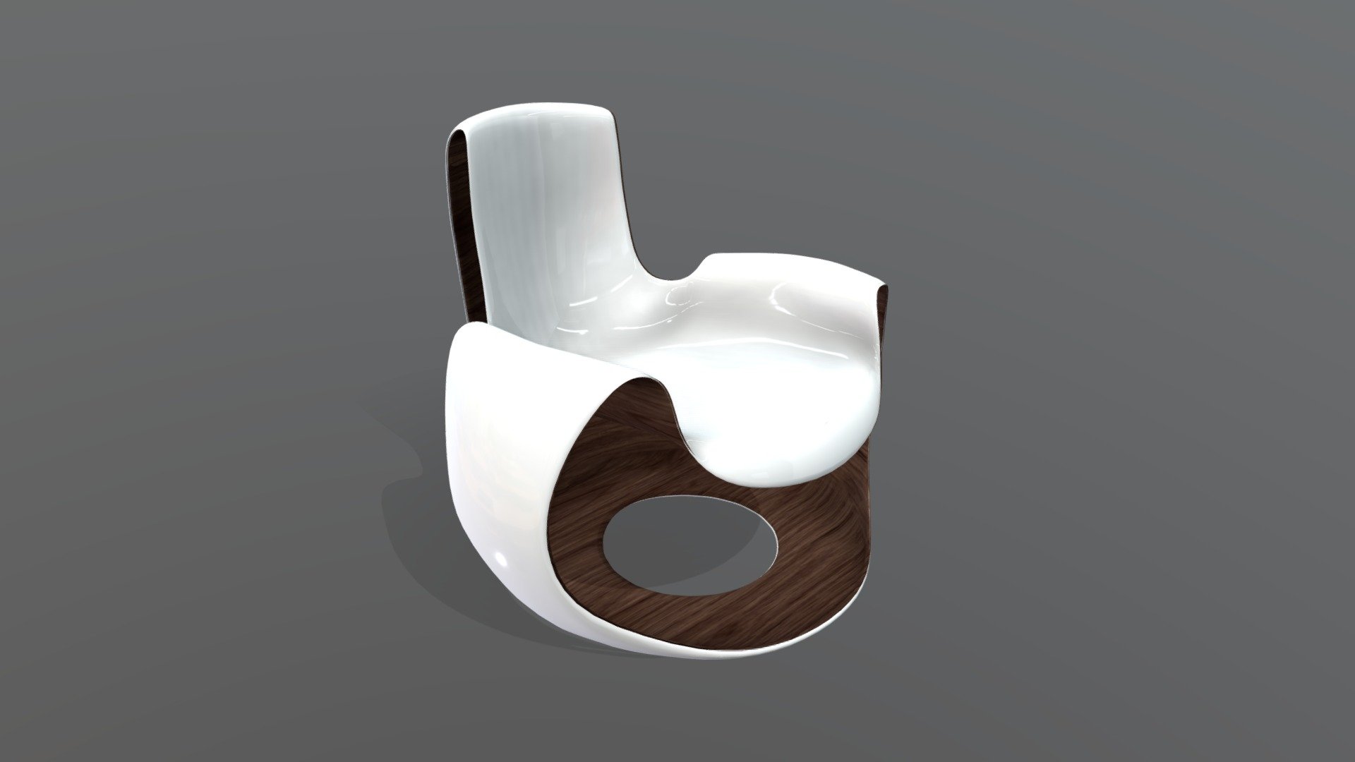 White Wooden Curved Chair 3d model