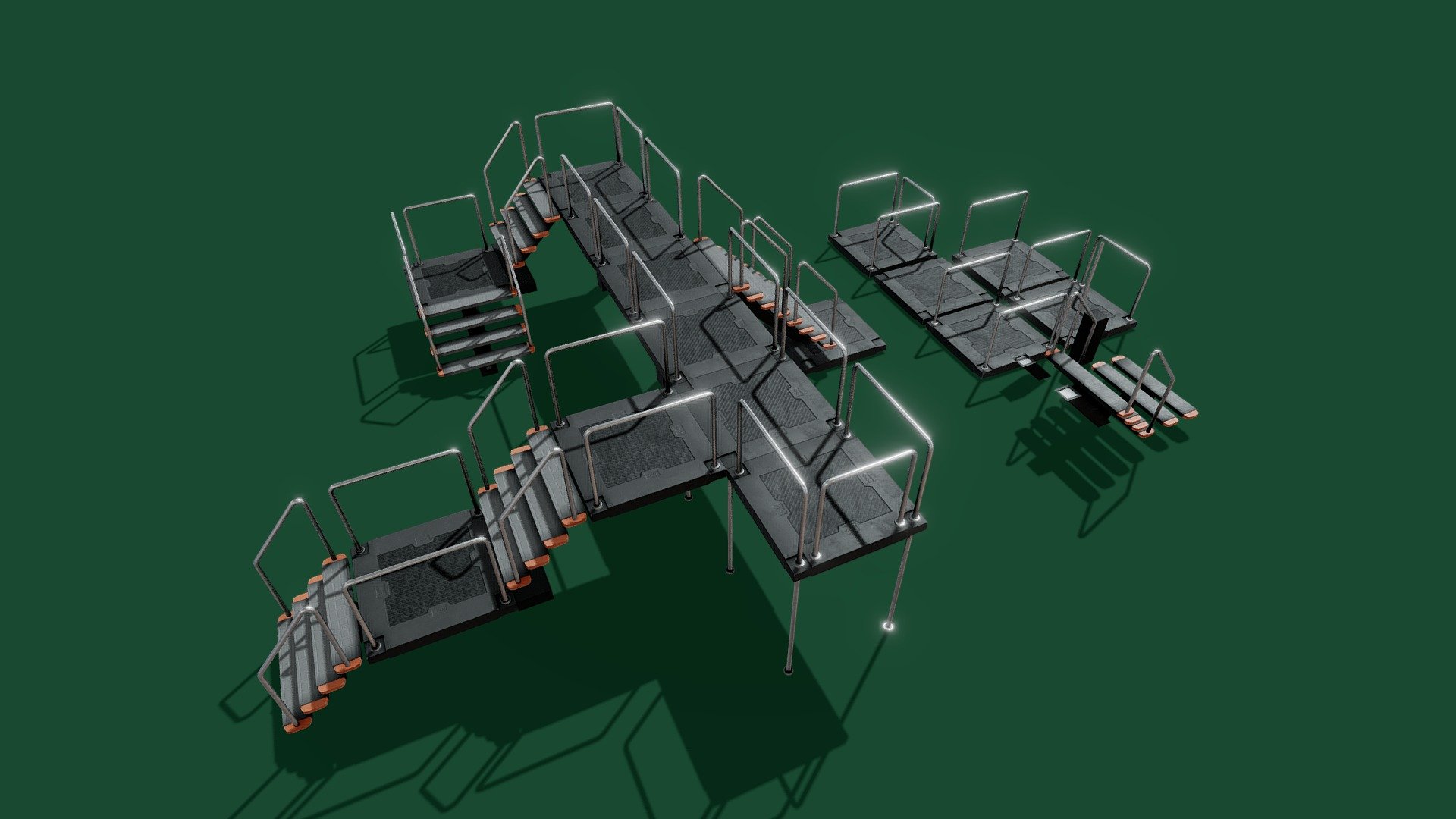 Modular Sci fi Stair Floor Lowpoly Asset 3d model