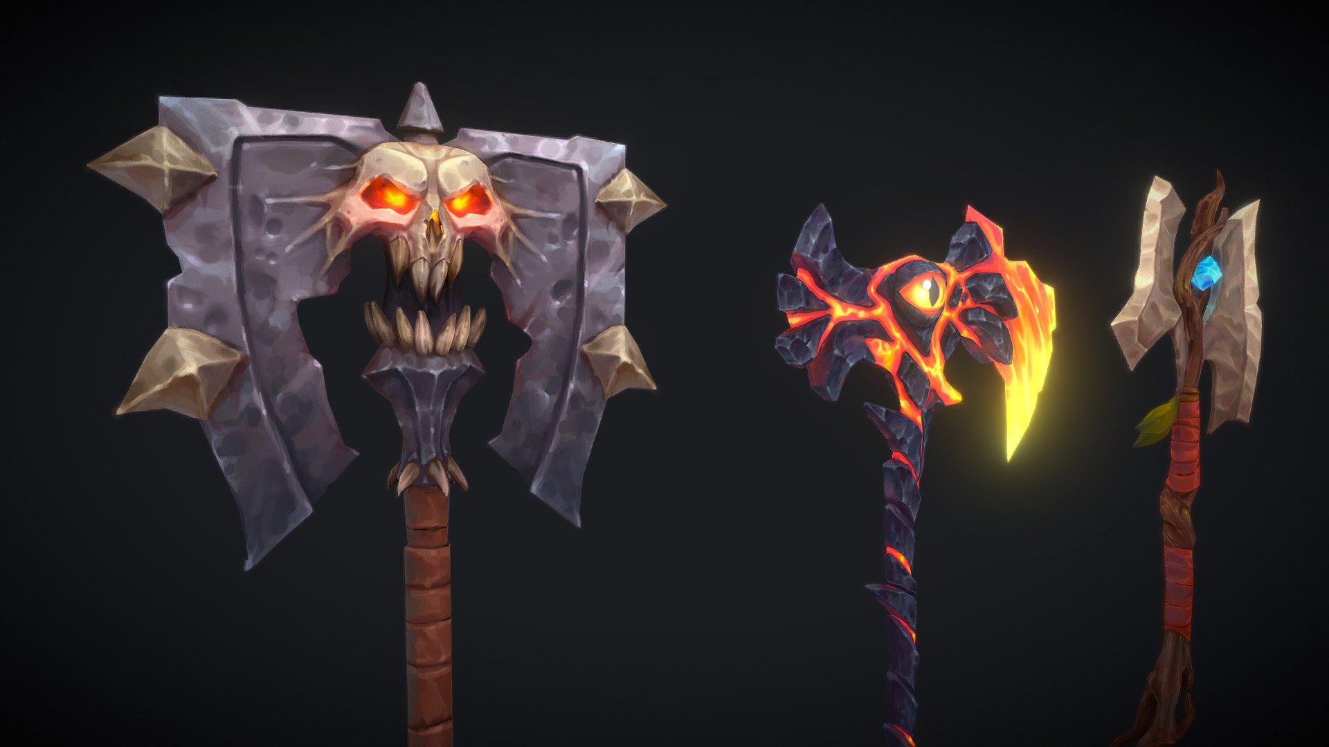 Stylized Fantasy Axes 3d model