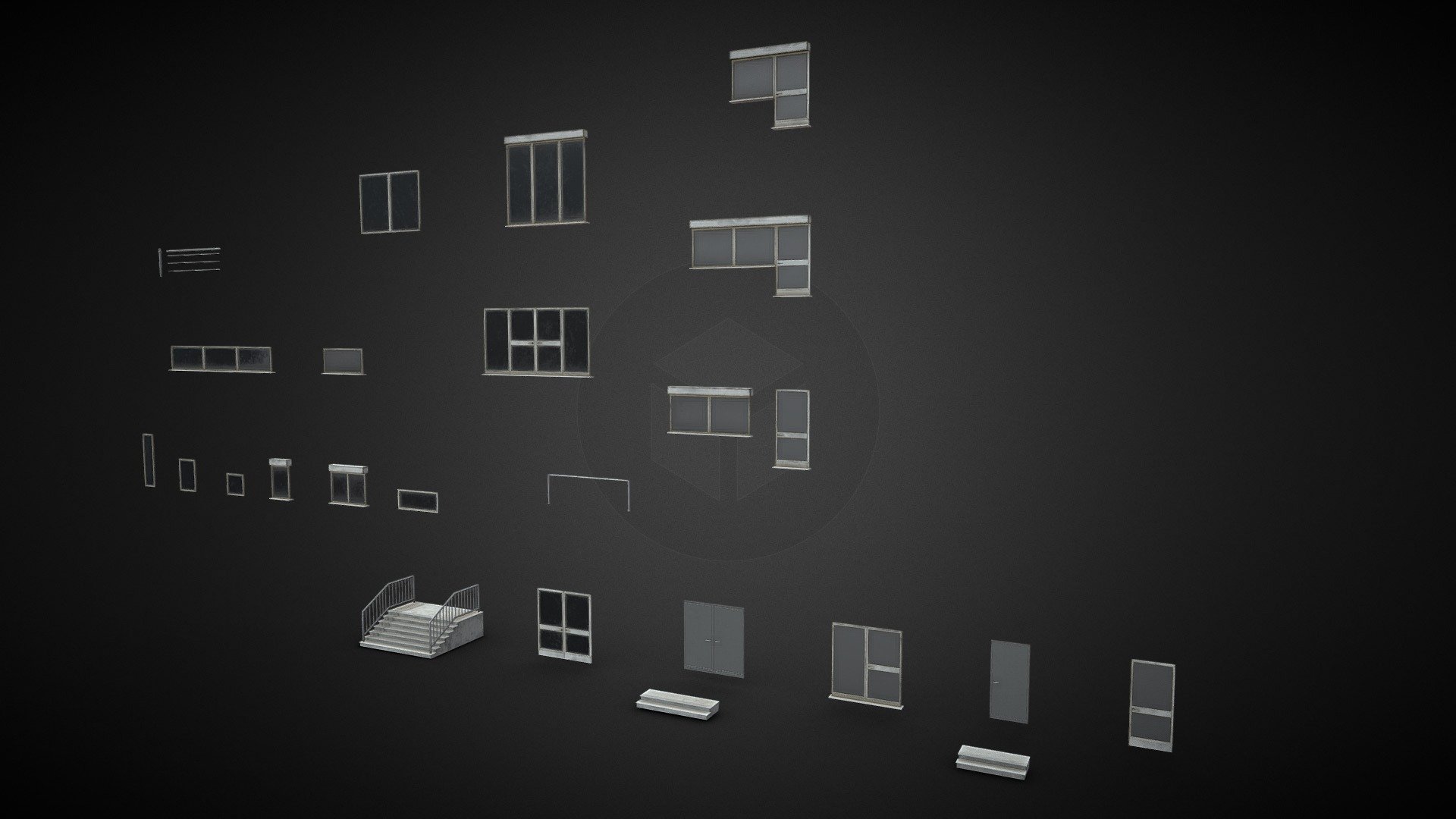 Cyberpunk City Assets Pack 3# Doors and Windows 3d model