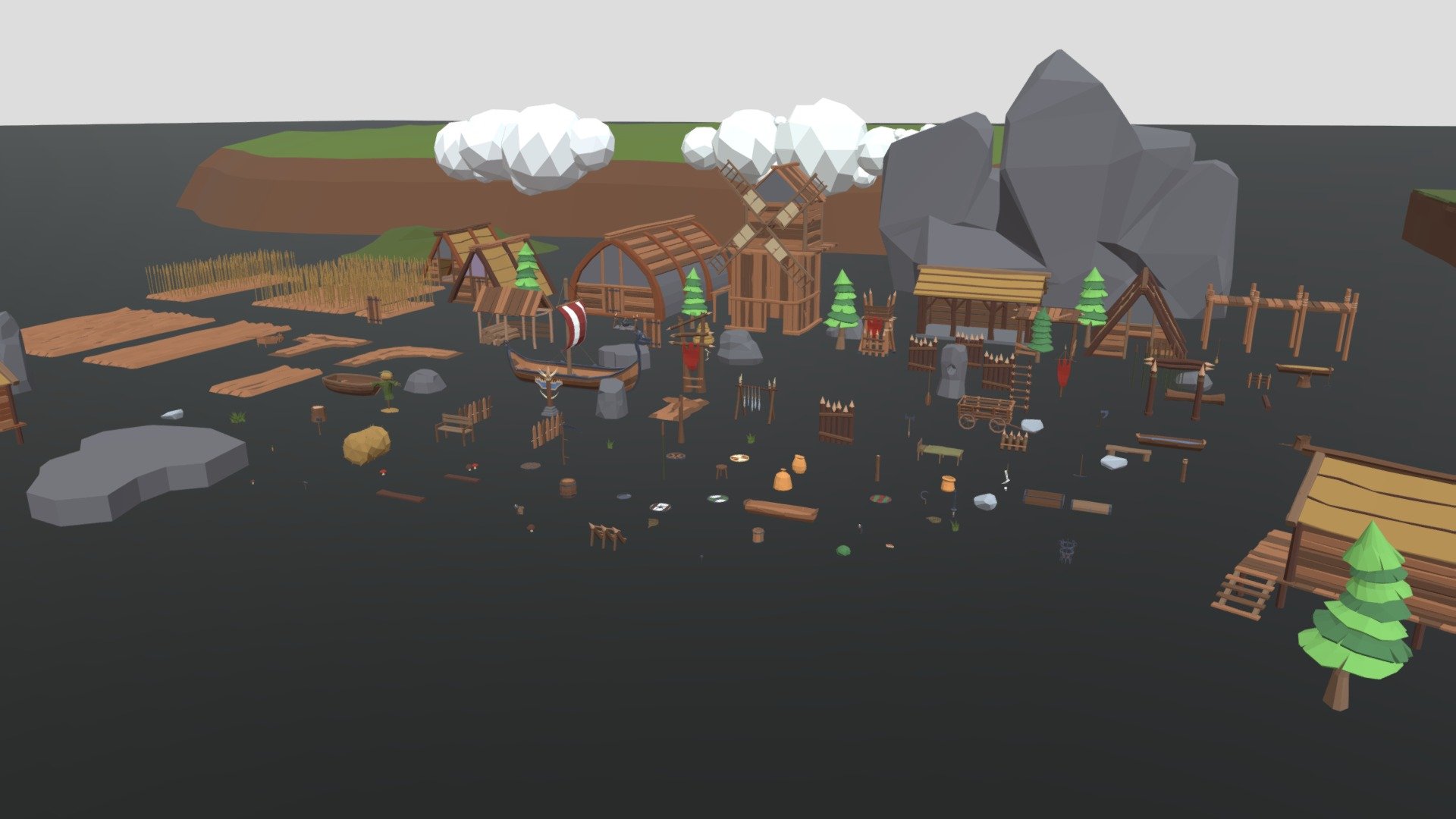 Medieval Village Megapack Low Poly RG 3d model