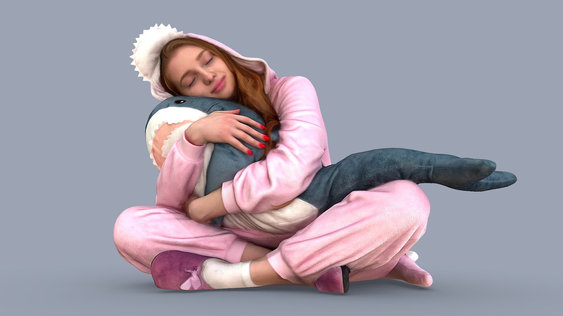 Cute Girl in Pajamas 3d model