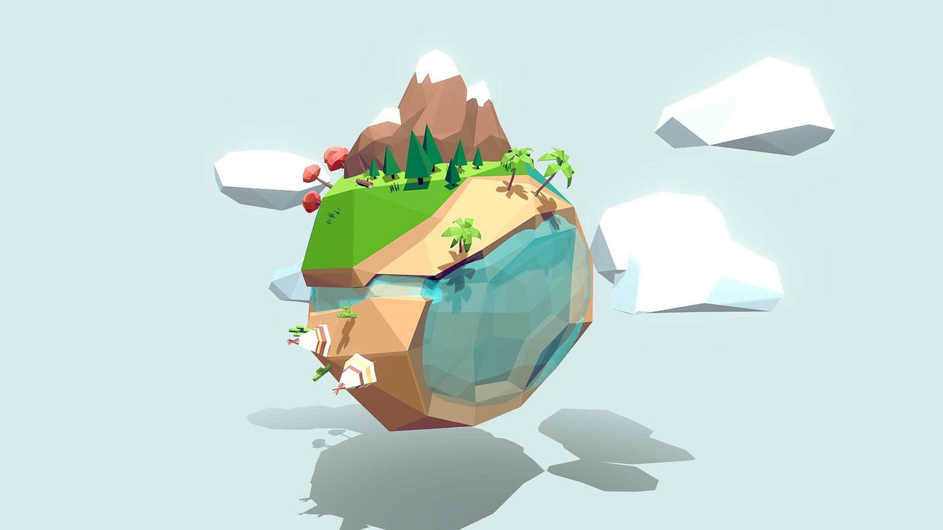 Low Poly Planet + Blend File 3d model