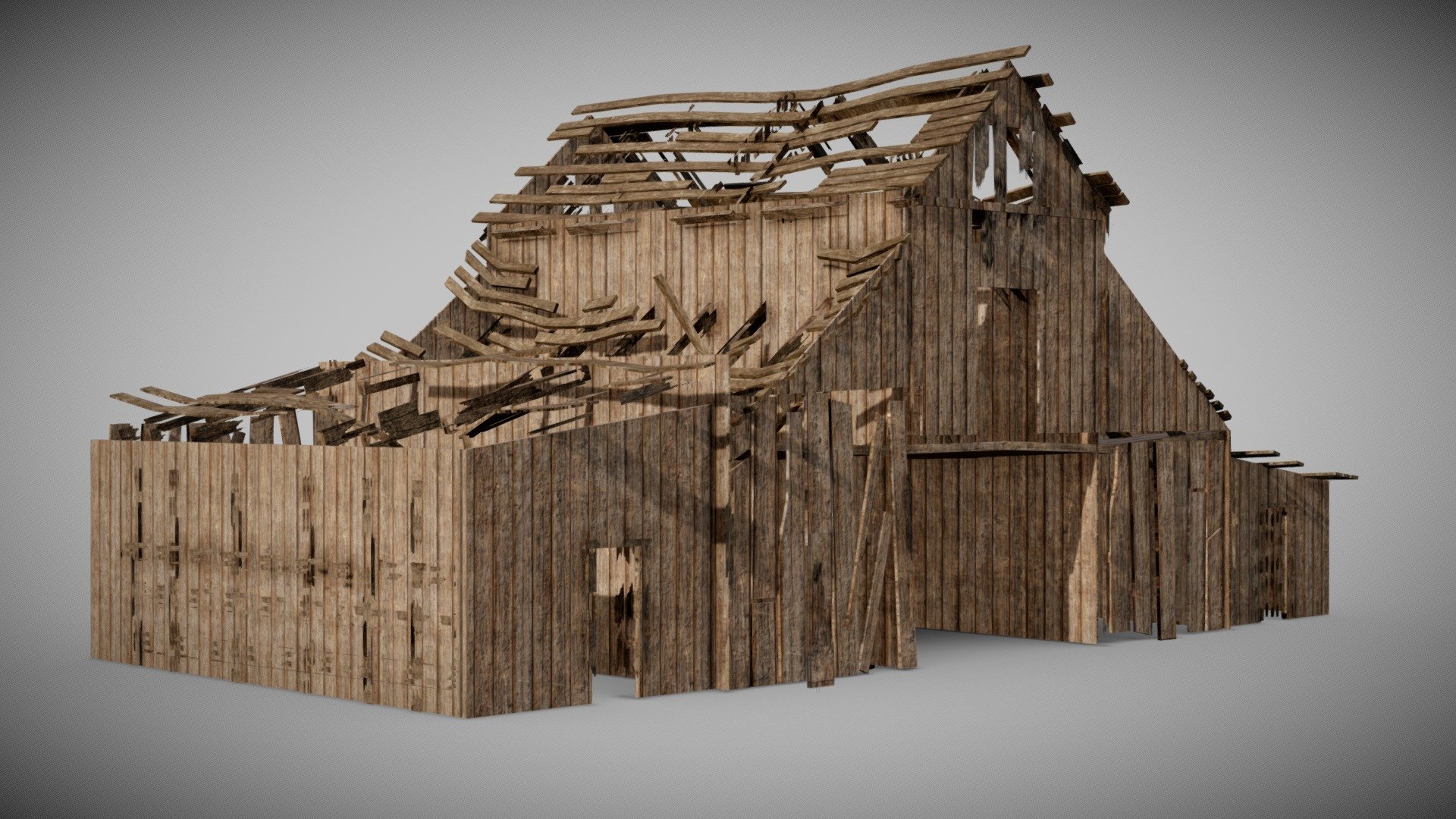 barn village abandoned house 3d model