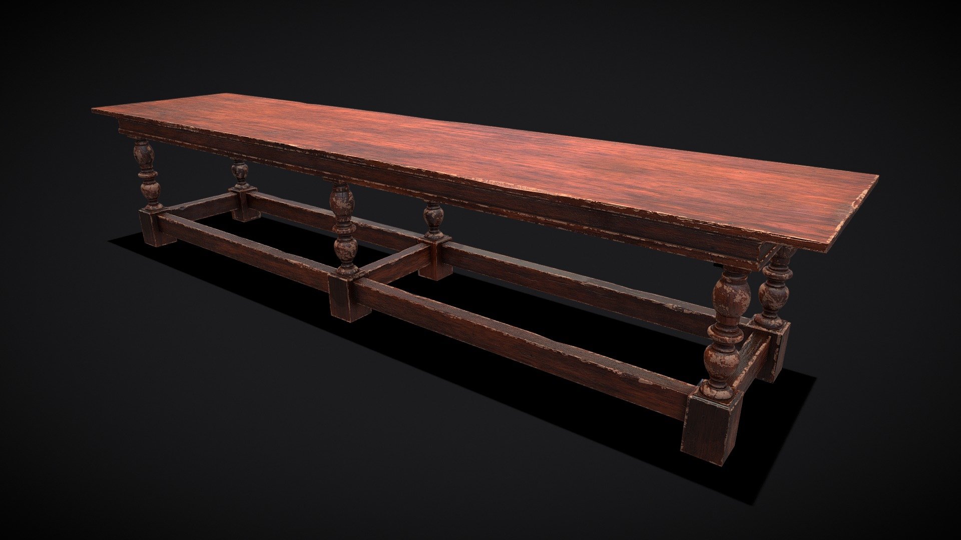 Medieval Elegant Long Dining Table 3d model