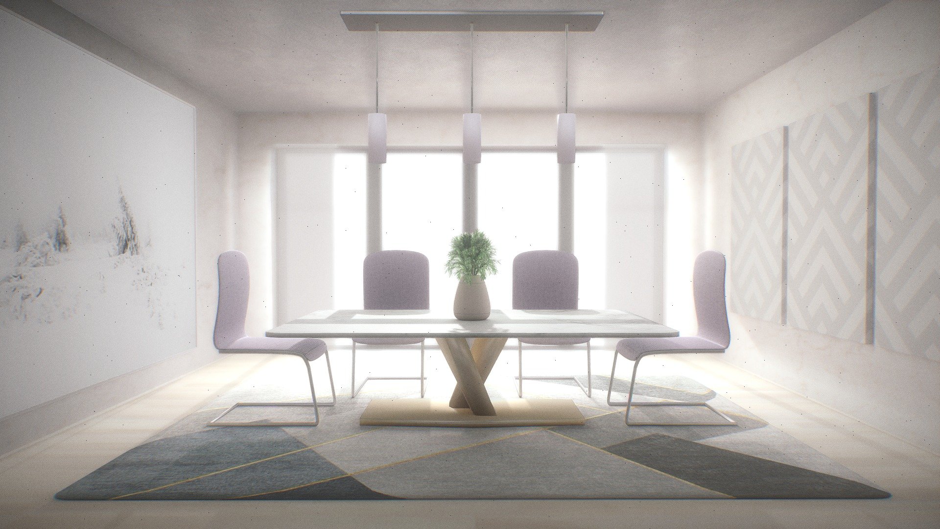 Modern Dining Room 3d model