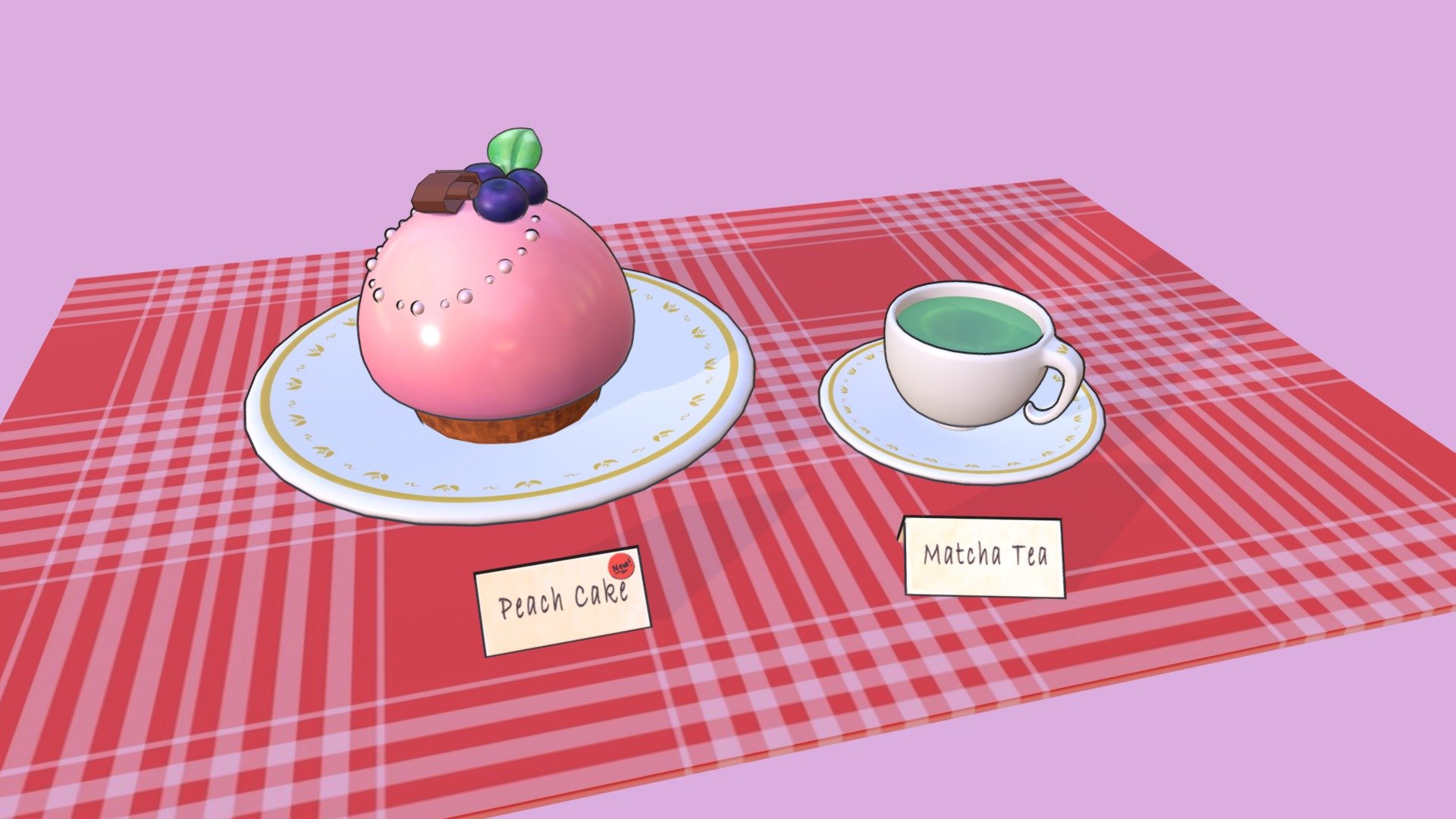 Cake and Tea (toon) 3d model