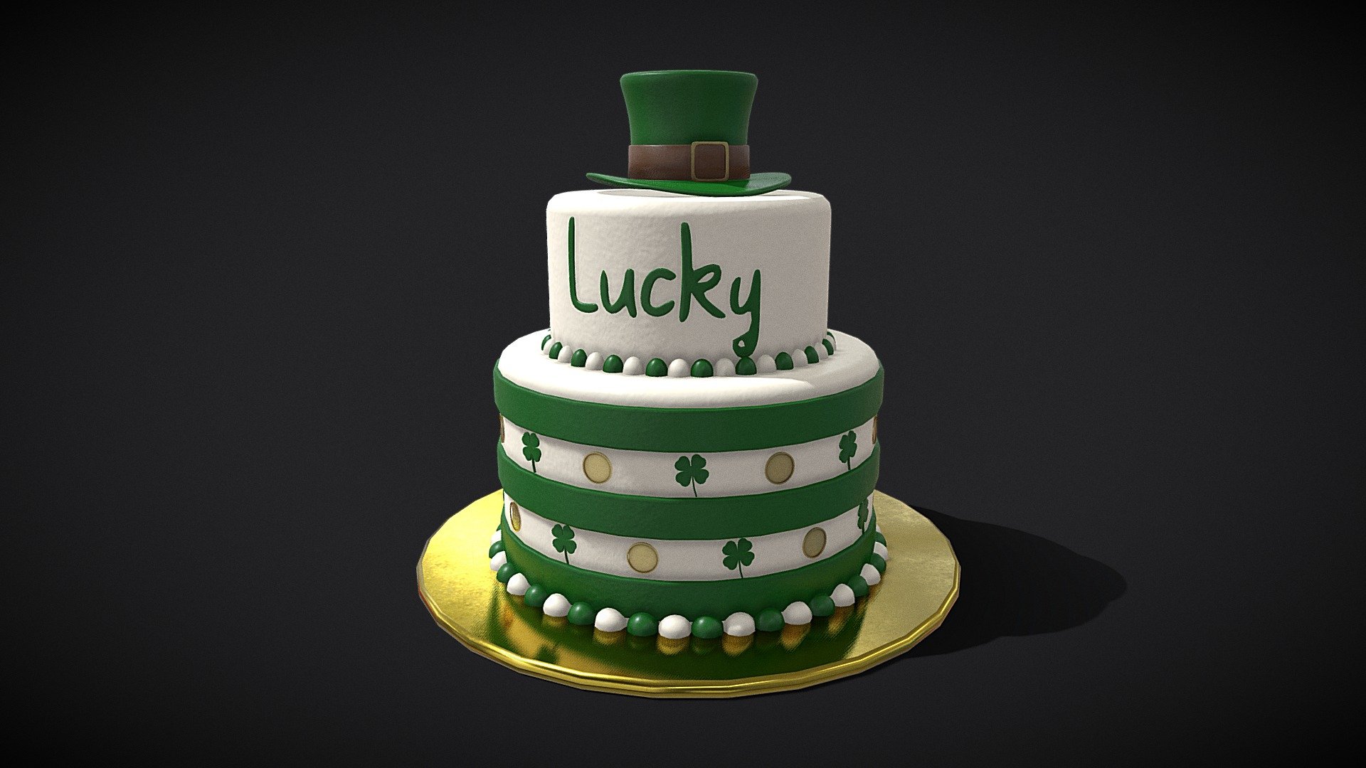 Lucky Tiered Clover Cake 3d model