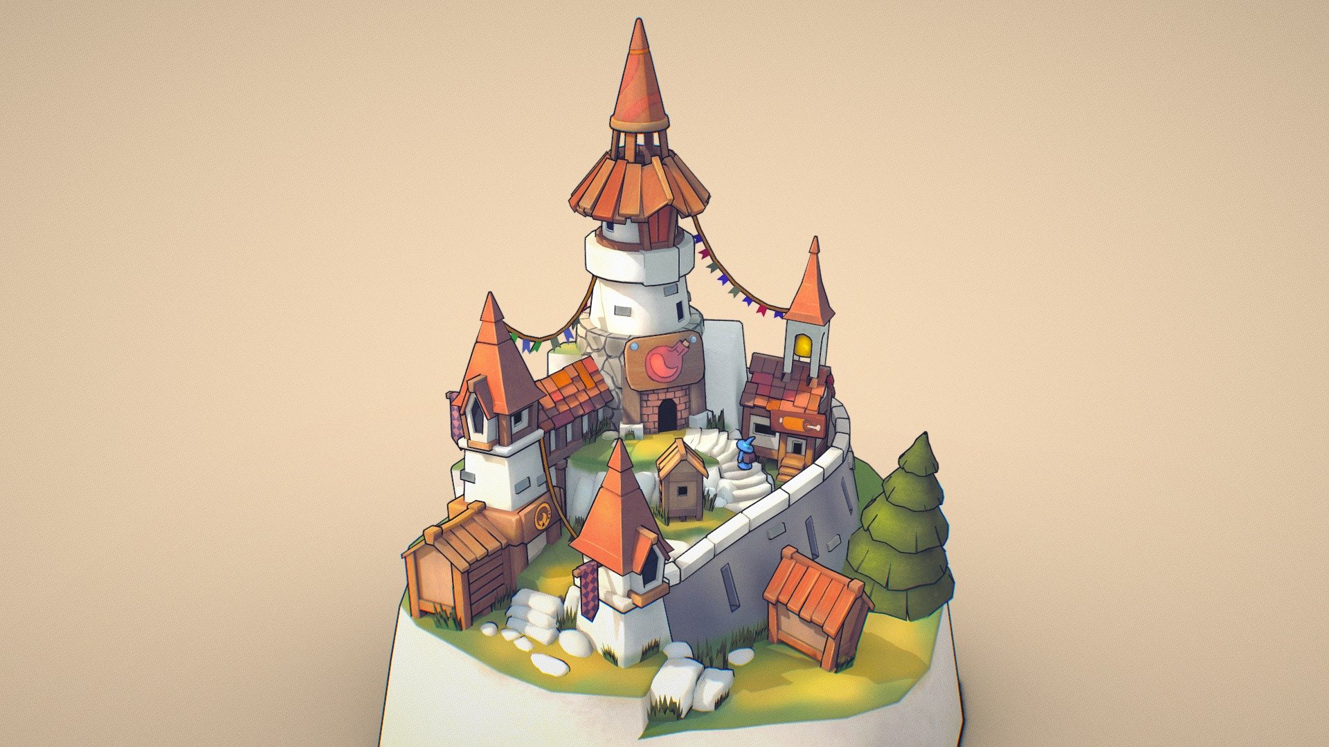 Small Town and Little Wizard 3d model