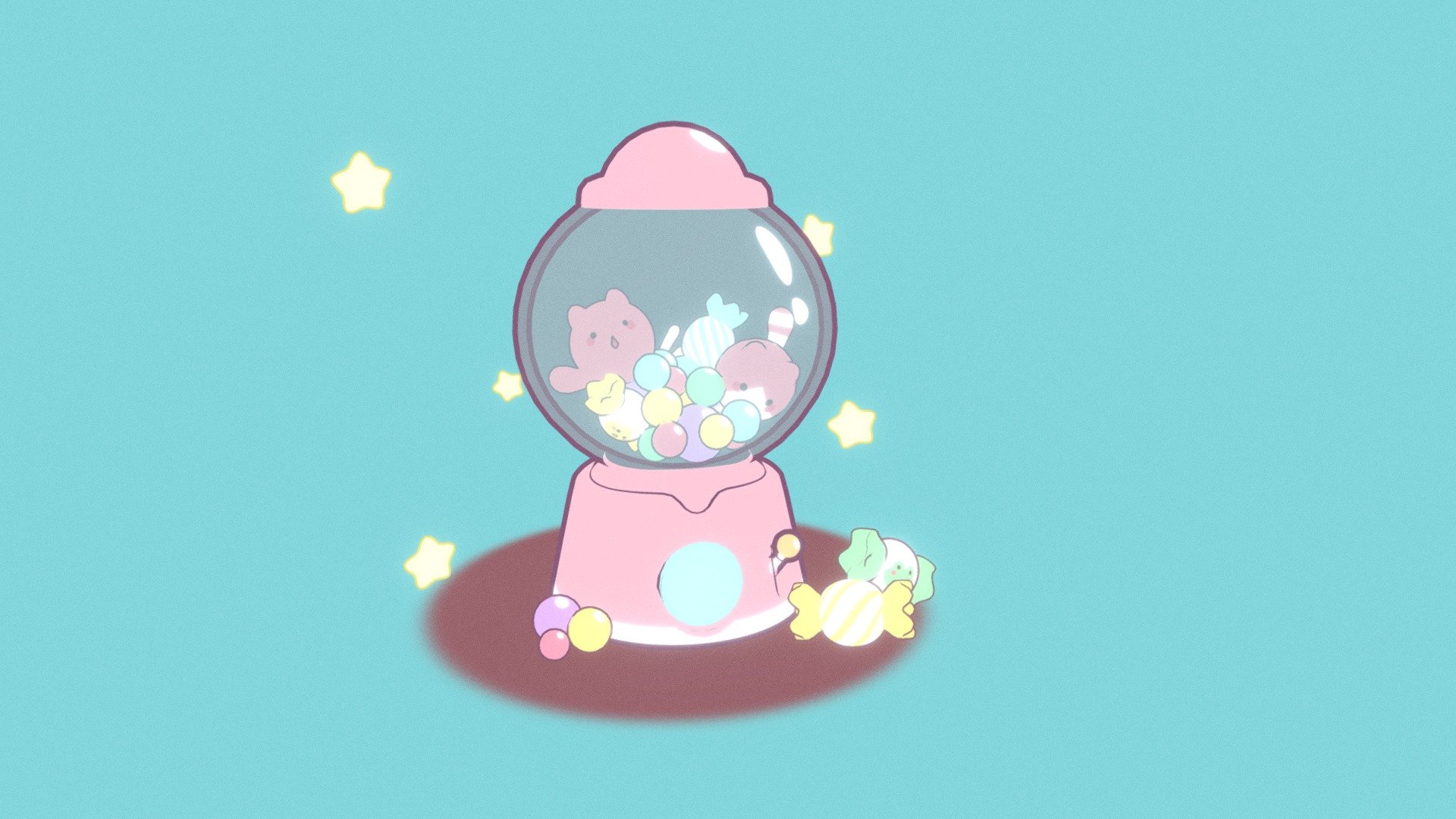 Kawaii Gumball Machine 3d model