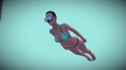 Girl Scuba Diving Animation