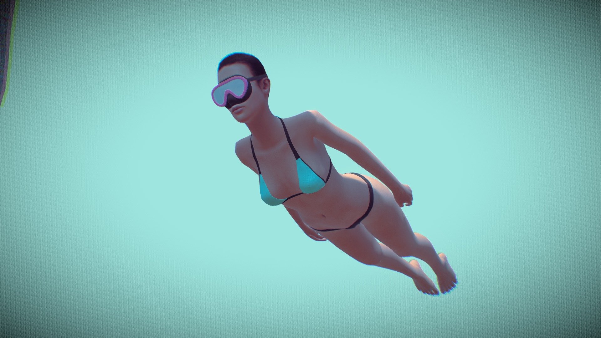 Girl Scuba Diving Animation 3d model